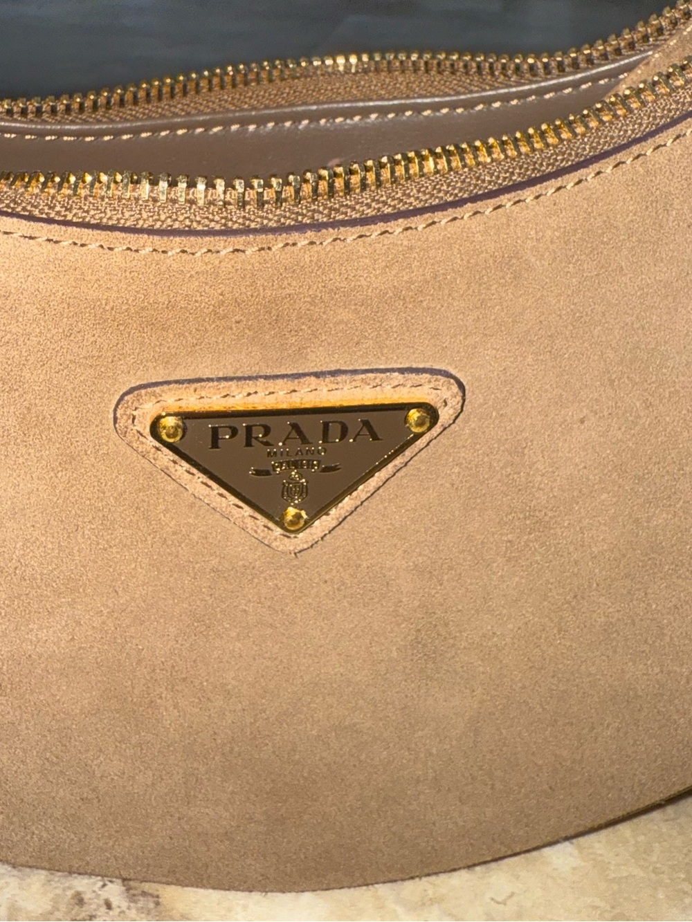 Prada Arque Mini Suede Shoulder Bag - Picture 10 of 11